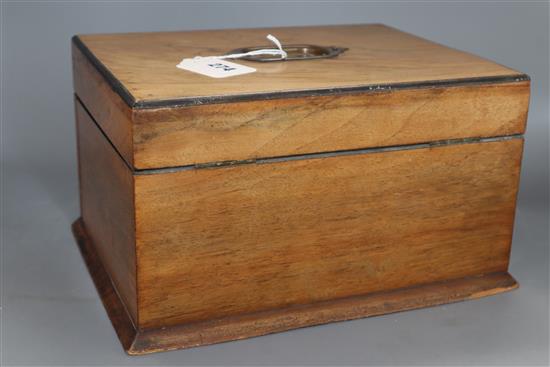 A walnut work box, height 16.5cm